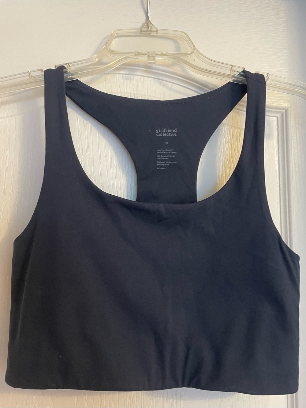 girlfriend collective Navy Racerback Longline Sports Bra size M
